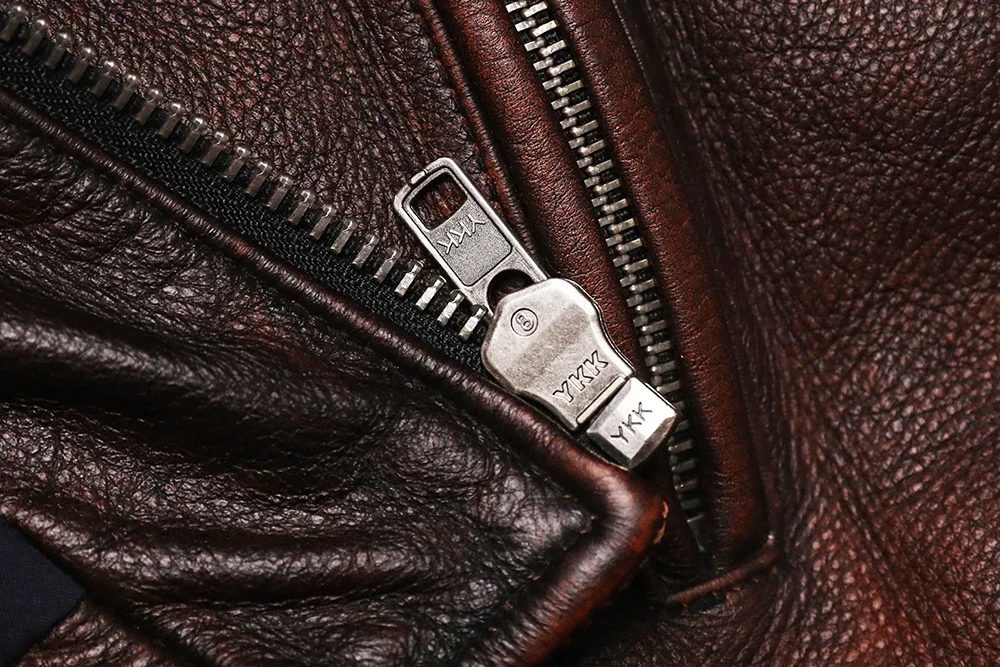 Genuine Leather Motorcycle Jacket - Vintage Brown Cowhide Biker Coat for Men