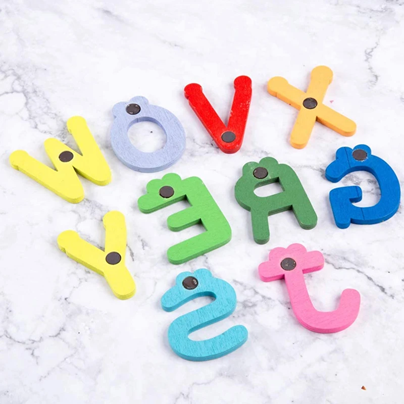 Description Picture 5 of item1Set Magnetic Learning Alphabet Letters Fridge Magnets Refrigerator Stickers Wooden Educational Kids Toys for Children