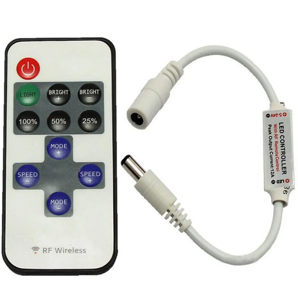 11-Key LED Controller Mini Dimmer RF Remote Control 12A Wireless RF Remote Control Monochrome Light With 3528 5050 LED Strip