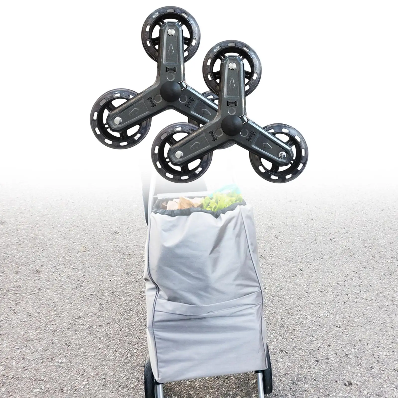 2 Pieces Shopping Cart Trolley Wheels Accessory Black Repair Parts Portable Simple Installation Replacement Stair Climber Wheels
