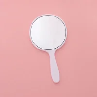 1PC Handheld Makeup Mirror Round Makeup Vanity Mirror with Handle Hand  Compact Mirror Cosmetic for Women 2