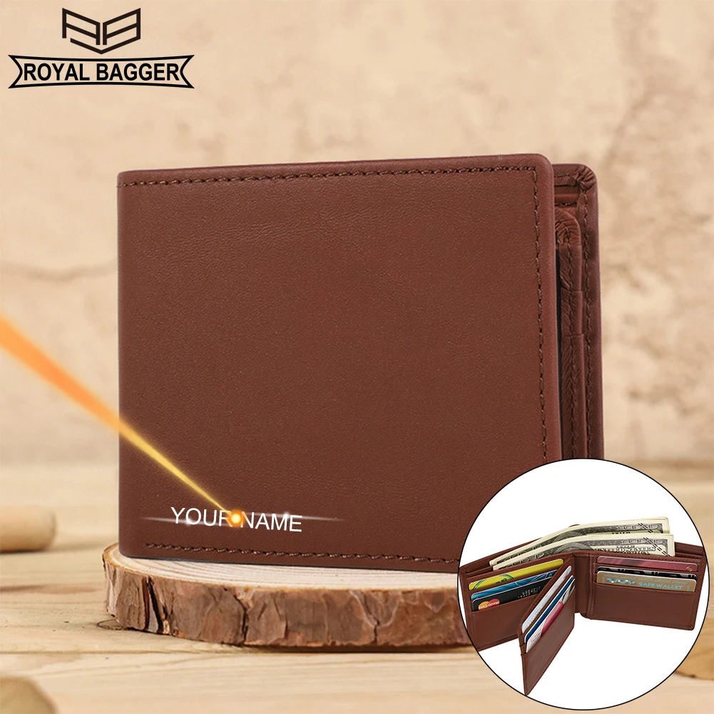 

Royal Bagger Genuine Cow Leather RFID Short Wallets for Men Vintage Casual Slim Card Holder Business Man Wallet Purse 2054
