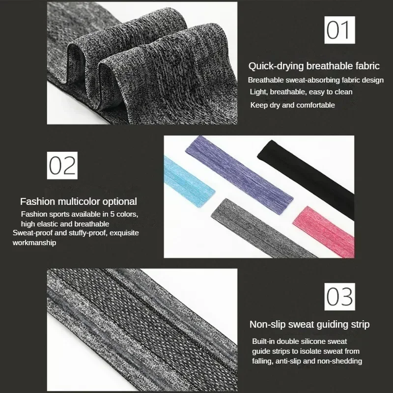 Sweatband Sports Gym Athletic Headband Anti-Slip Women Men Breathable Basketball Fitness Yoga Volleyball Hair Band