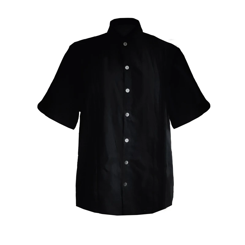 Men Summer Short Sleeve Linen Shirt Lapel Neck Beach Blouse Top Casual Slim Buttons Dress Shirt