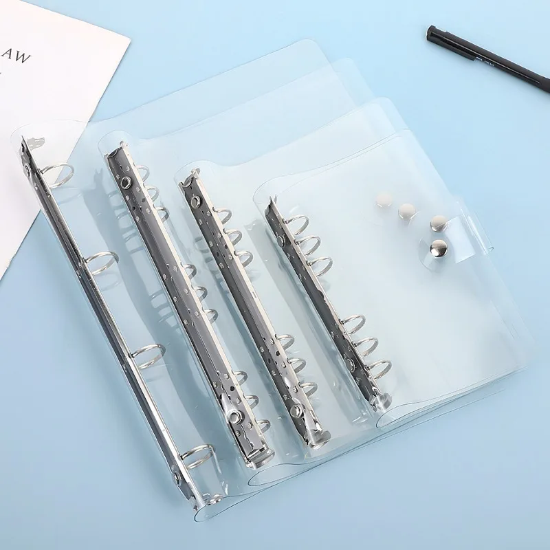 Transparent 6-Ring Binder Notebook Cover for Office and Planner Supplies