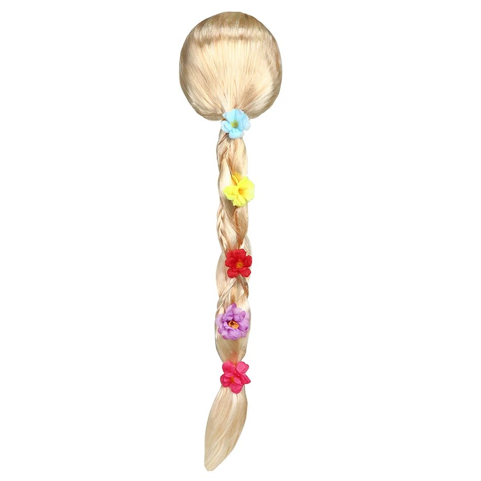 Children Princess Cosplay Wig Christmas Gift Elsa Anna Girls Snow White Tangled Hair Braid Wigs Aurora Rapunzel Belle Accessorie 3