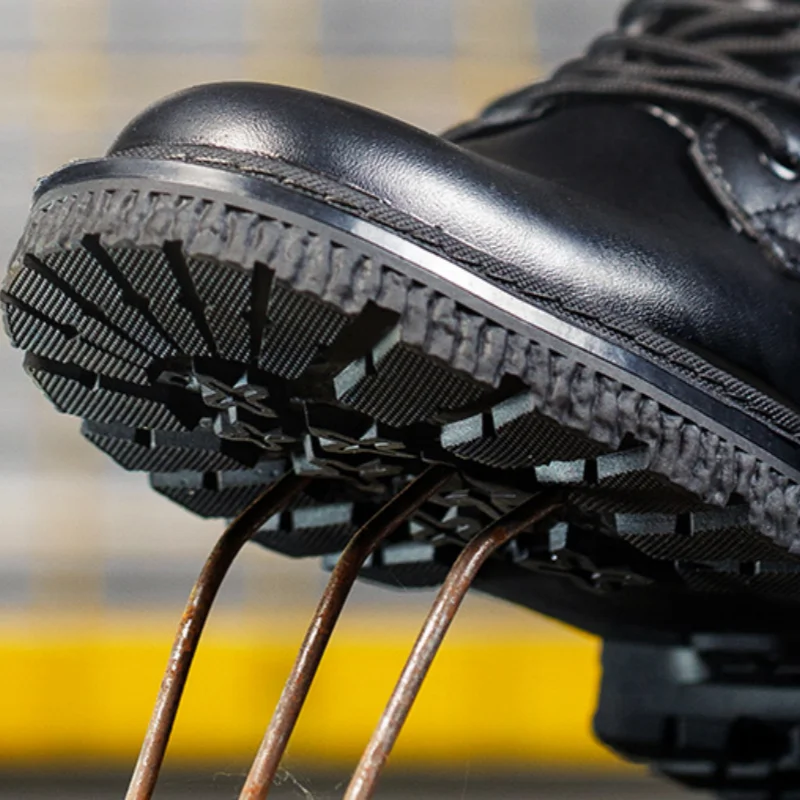 high quality anti hit and anti stab and anti slip and refractory flower waterproof steel cap safty boot for factory  worker