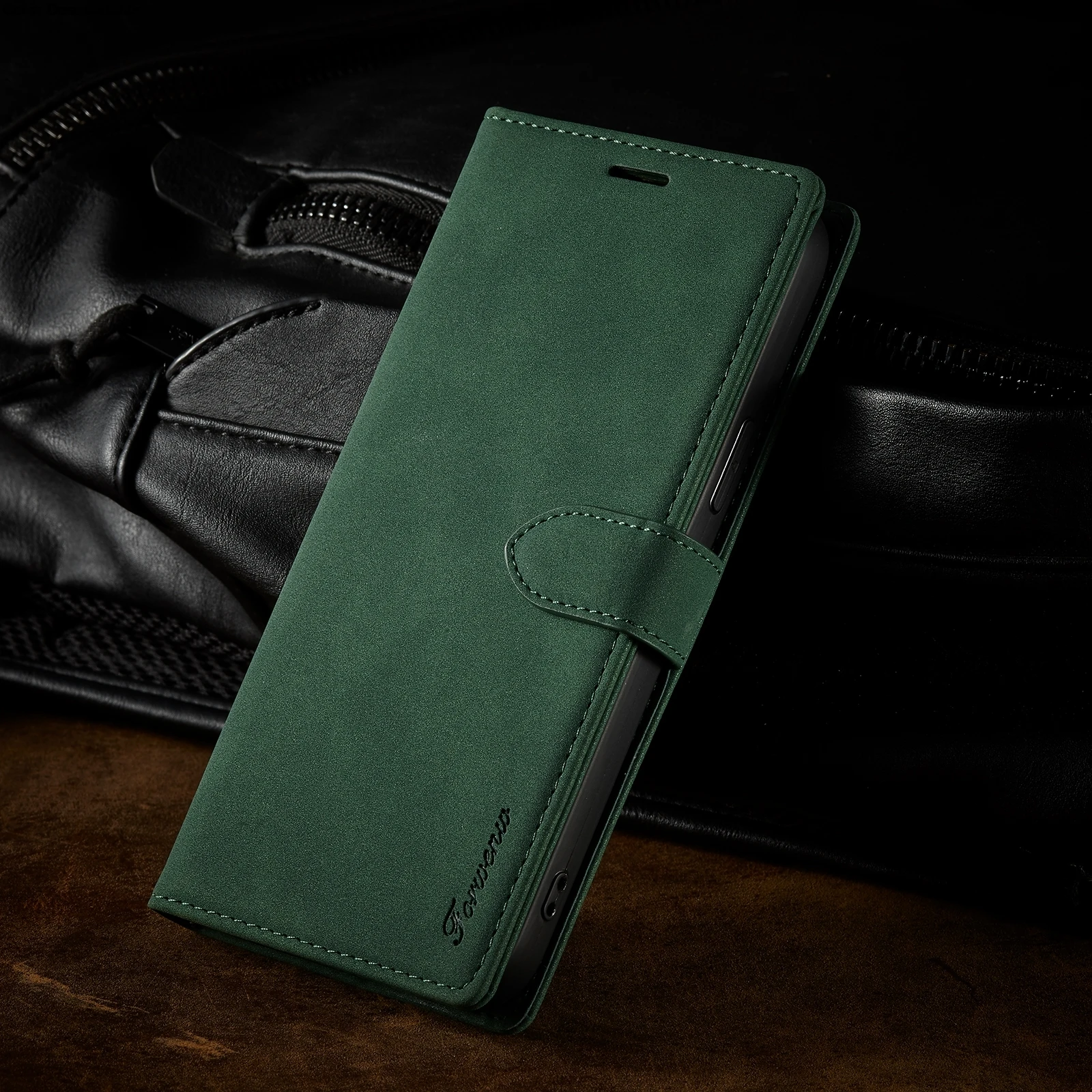 Leather Flip Wallet Case with Magnetic Card Holder - Elegant Phone Cover