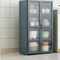 Bamboo Storage Shelf for Kitchen, Transparent Visual Cabinets, Solid Structure Shelves, Organized Supplies, Home Fashion 2