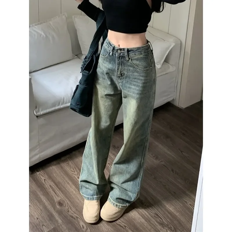 

Deeptown Y2k Baggy Wide Leg Jeans Women Vintage Streetwear Washed Denim Pants Grunge Basic Slouchy Blue Trousers Femme Spring