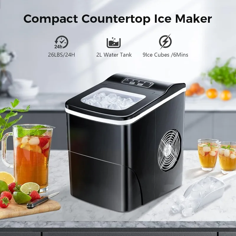 Portable Countertop Ice Maker Automatic Bullet Ice Cubes Machine with Ice  Scoop for Beer Tea Bar RVs Dorm Home Kitchen Office - AliExpress