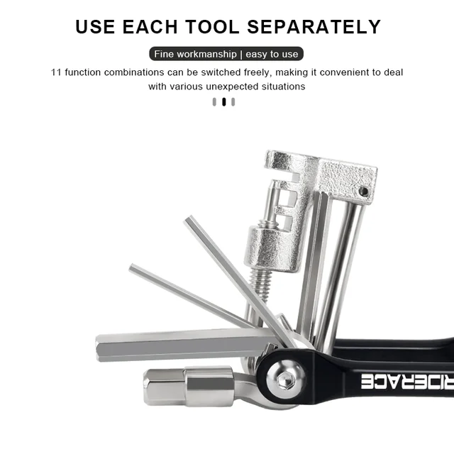 RIDERACE Bicycle MultiTool 11 in 1 Portable Steel Hex Allen Wrench Bike Chain Breaker Splitter Cutter Screwdriver Repair Tools 5