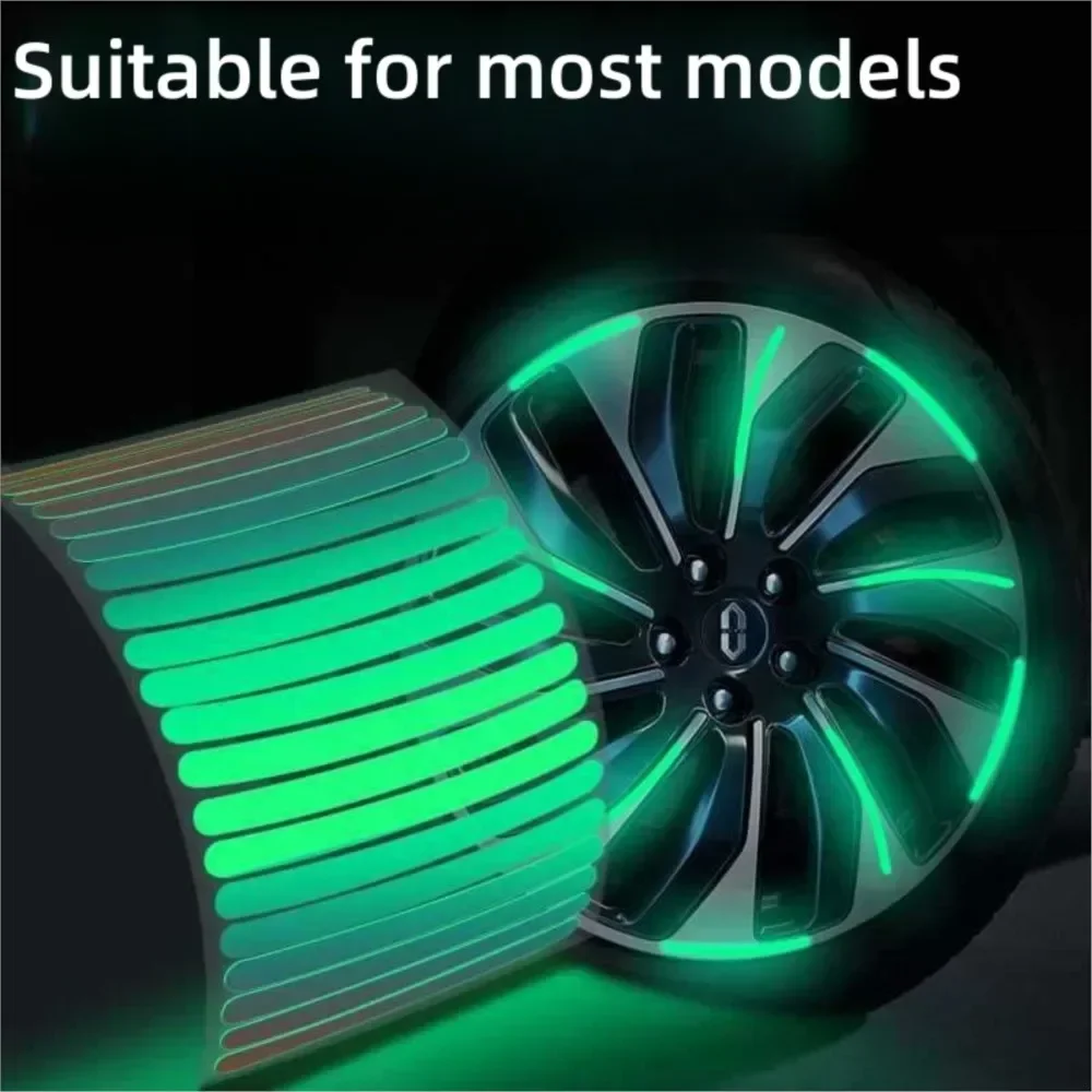 자동차 휠 허브 반사 스티커 타이어 림 반사 스트립 야간 운전용 야광 스티커 자동차 자전거 오토바이 휠 스티커