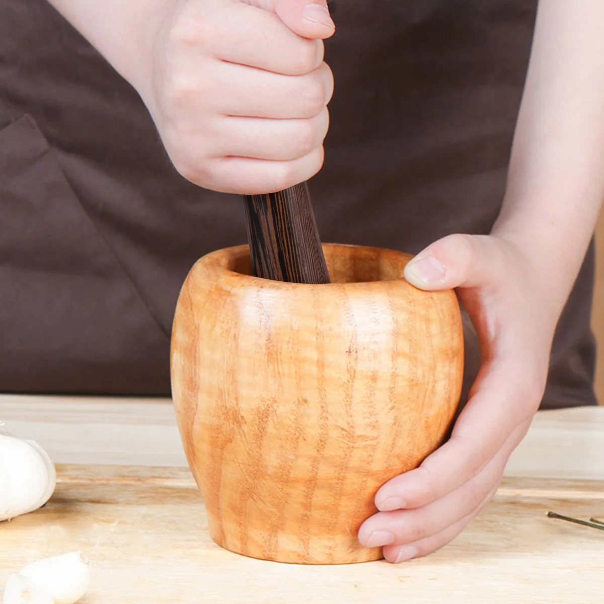 Wooden Garlic Muddler Pestle Spice Grinder Kitchen Mills Tool Wooden Masher Safe Home Restaurant Dining Bar Tools Premium