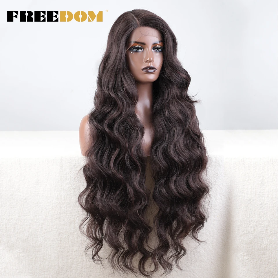 Lace Wigs Synthetic Wigs Womens Synthetic Wigs For Black Women Super Long Body Wavy Side Part Lace Wig Brown Ombre Blue Cosplay Wigs Heat Resistant