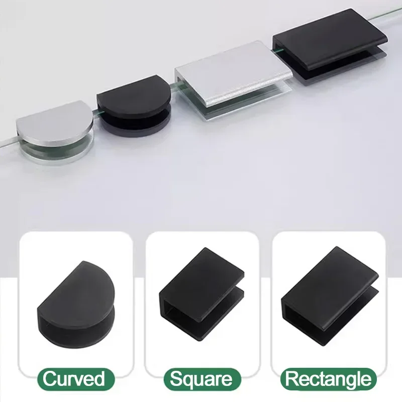 2pcs Shower Glass Clamp Door Clip Holder Bracket Support Balcony Railing Square No-drill-on-glass connector clamps,mirror clip