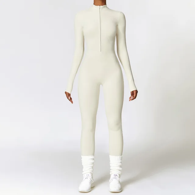 Zipper Yoga Rompers Long Sleeved One-piece Women's Sportswear Gym Jumpsuits Workout High-intensity Fitness Skin-tight Garment 5