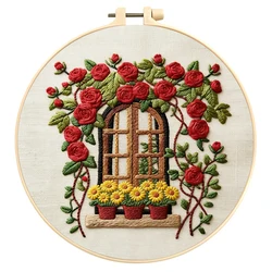 Floral Embroidery Cross Stitch Kit - Stamped Canvas Art (CXBB - 144)