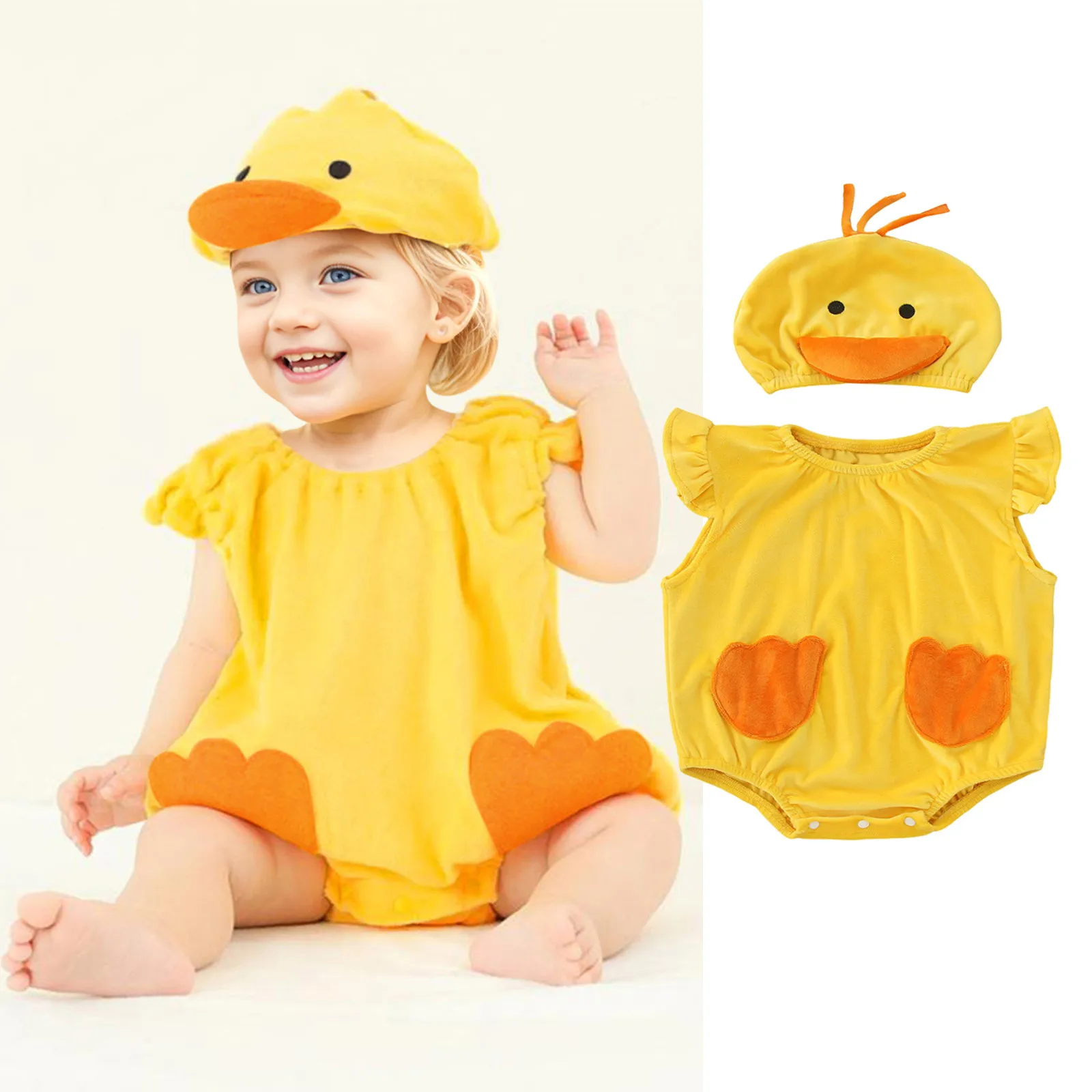 Party Dress Infant Boys Girls Cartoon Duck Cosplay Romper Bodysuit With Hat Newborn Photo Shoot Fall 18 Month Girl Clothes