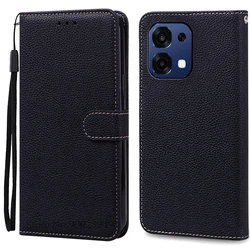 Leather Flip Wallet Phone Case with Book Cover Design for OPPO A6 Pro 5G 4G (Black)