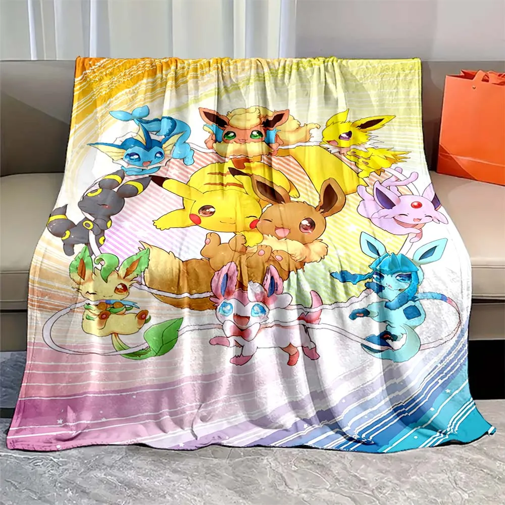 Pokemon Blanket Large Size Pokemon Flannel Blanket Anime Eevee Printed Home Sofa Lunch Break Blankets