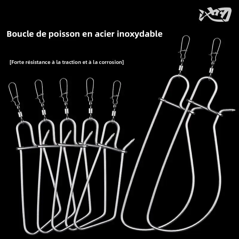 Attache pêche inox Linnhue pour poissons vivants avec mousqueton et accessoires de pêche