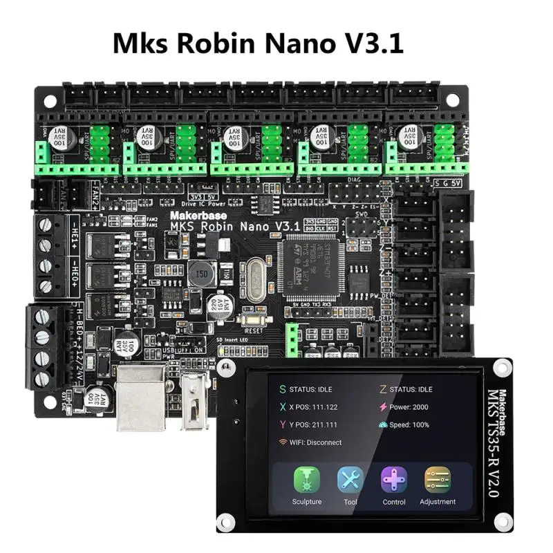 Makerbase-mks Robin Controlador Motherboard Touch Screen para Ender3 Módulo Wifi Peça Impressora 3d Nano v3 32bit Tmc2209 Ts35