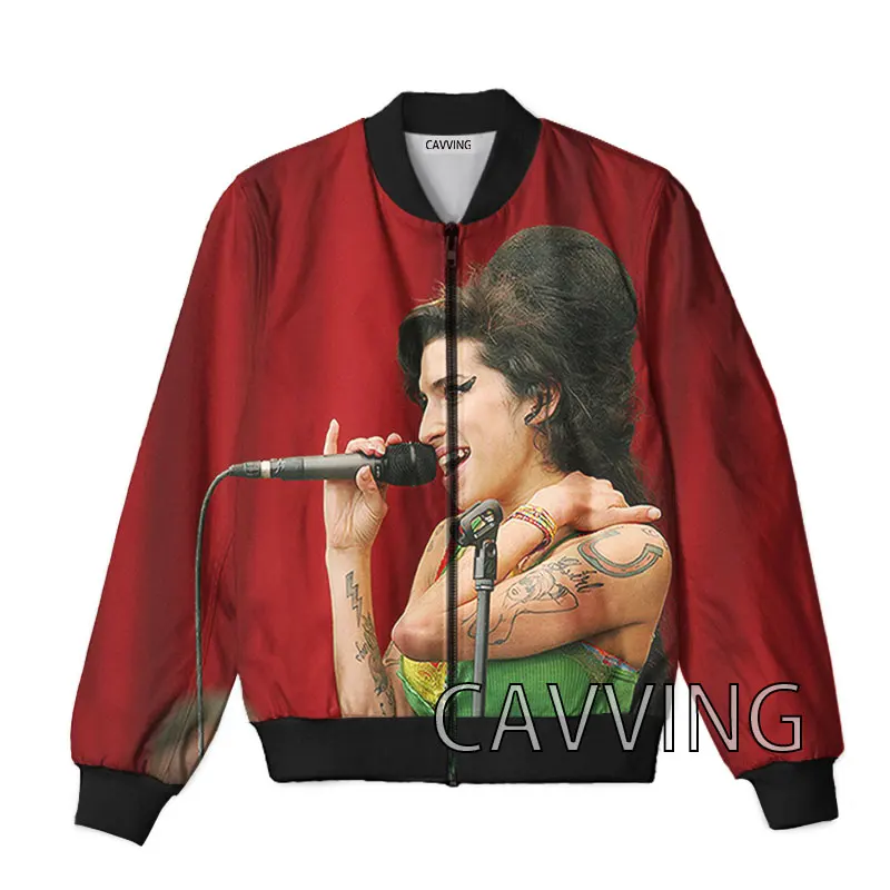 Cavving 3D Printed Amy Winehouse Zipper Bomber Jackets Uomo Soprabito Mens Coat Zip Up Giacche Per Donna/Uomo H01