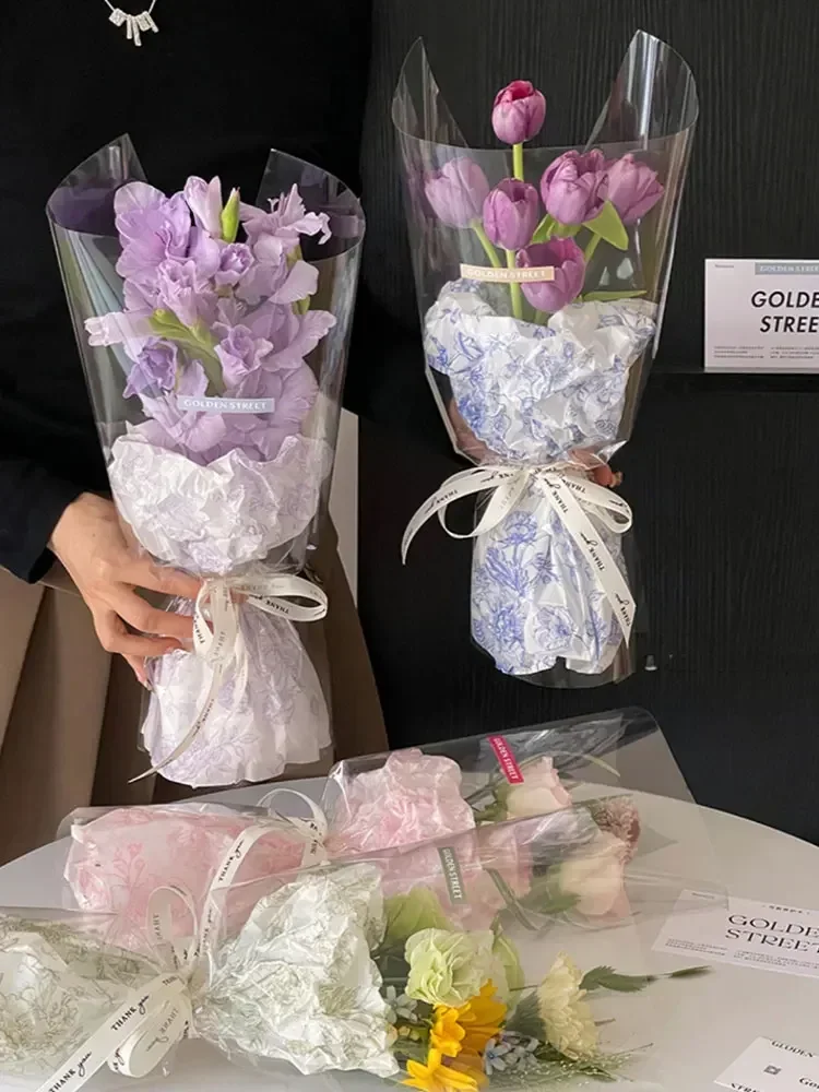 빈티지 손으로 반죽된 종이 부케 포장 재료, 꽃 가게 꽃 예술, 꽃 장식 종이, 신상 인쇄