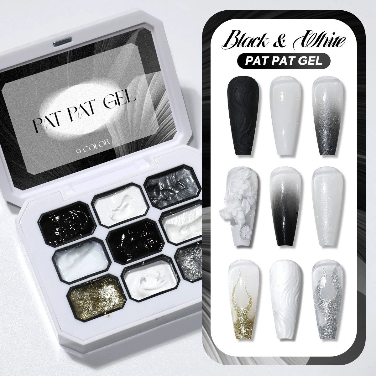 1pc black and white solid nail polish gel patting gel gypsum gel Y2K solid color shiny luster long-lasting DIY home salon ﻿ - 2