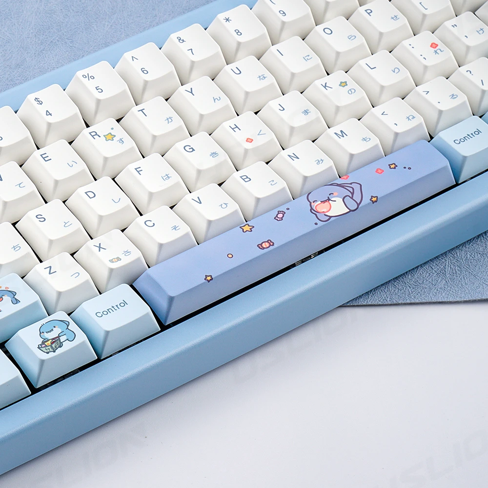 131 Keys Cute Shark Theme PBT Keycaps Blue DIY Custom Japanese