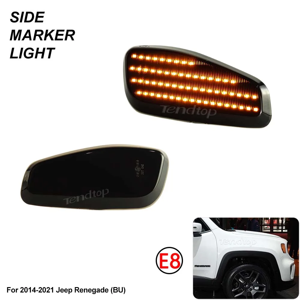 

2 шт. для Jeep Renegade BU 2014, 2015, 2016, 2017, 2018, 2019, 2020, 2021, дымчатые/Кристальные линзы, полностью светодиодные, переднее крыло, боковой маркер, оформление