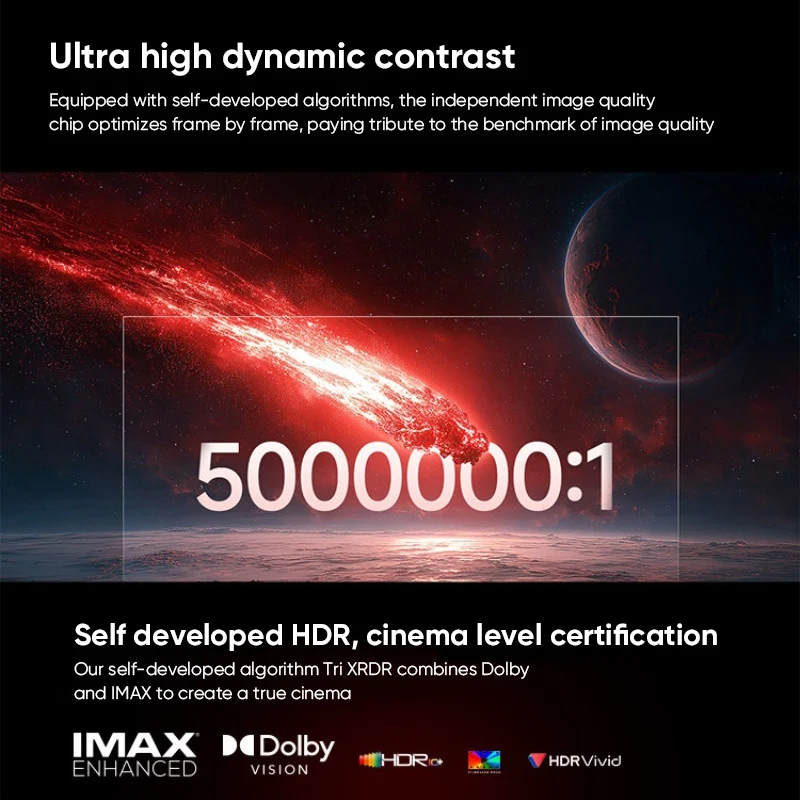 XGIMI T10 4K 프로젝터 5000 CVIA 루멘 0.78인치 DMD MT9681 칩 4+128GB 자동 초점 홈시어터 UHD 돌비 비전 프로젝터