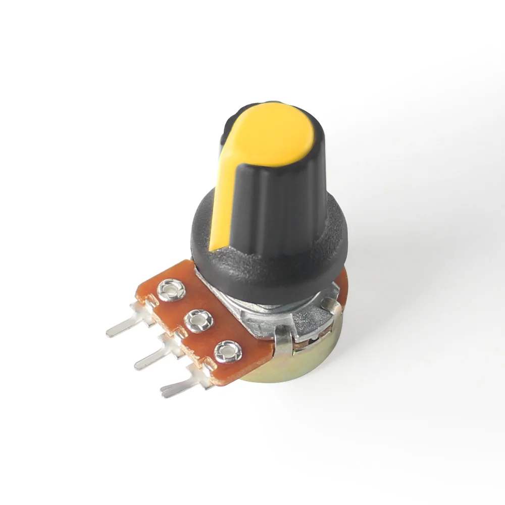 Potentiometer Kit 5PCS WH148 Potentiometer Linear Rotary Taper 3Pin 1K-1M Ohm Variable Resistors 15mm Shaft with Yellow AG2 Knobs Nuts and Washers linear potentiometer rotary potentiometer adjustable resistor potentiometer kit multiturn potentiometer potentiometer knobs trimmer potentiometer