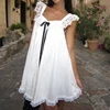 Cute Ribbon Bow Square Collar Sleeveless Short Dress Lace Trimmed Babydoll Mini Dress Fairycore Y2k Cute Women A-line Dress