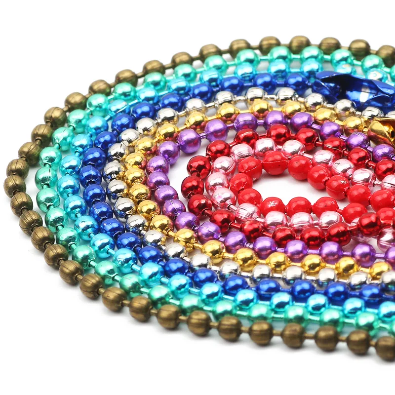 Lot de 5 chaînes en perles de 60CM, 1.5/2.0/2.4mm, pour porte-clés/poupées/étiquette, connecteur d'étiquette manuelle pour bricolage, accessoire de fabrication de bijoux