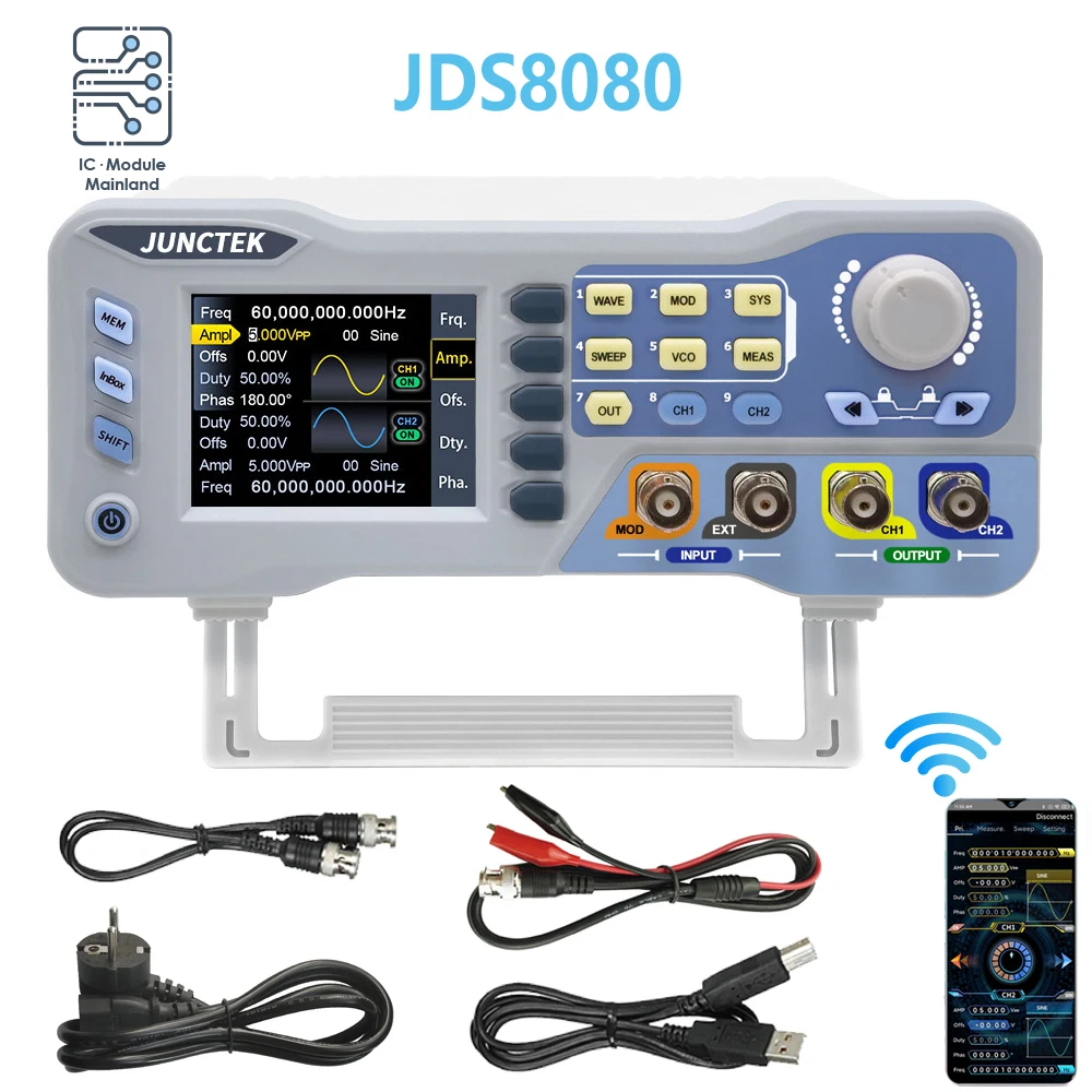 

JUNCTEK JDS8060 8080 Function Arbitrary Waveform Generator Dual Channel Signal Source 275MS/s 14bits Frequency Meter 60Mhz 80Mhz