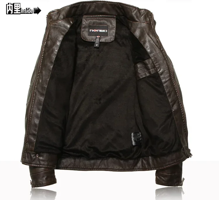 Motorcycle Thickened Leather Coat Men Winter Warm Man Leather CoatMens Plus Velvet Men Moto Biker Riding Fleece Leather Jacket 4