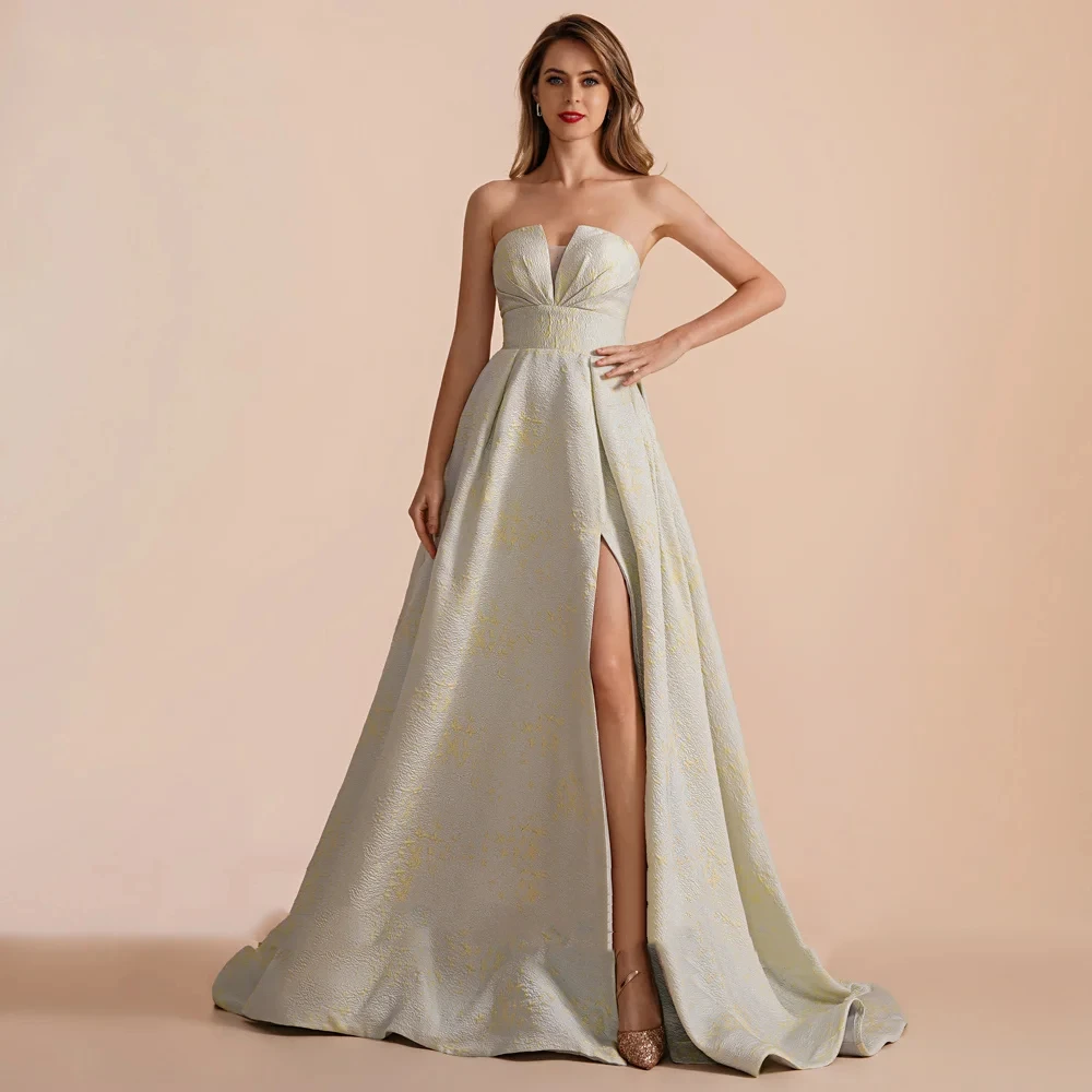 

Elegant Evening Dress New Sexy Strapless Sleeveless Party Prom Gowns Backless A-LINE JERSEY Exquisite Vestidos De Fiesta D10226