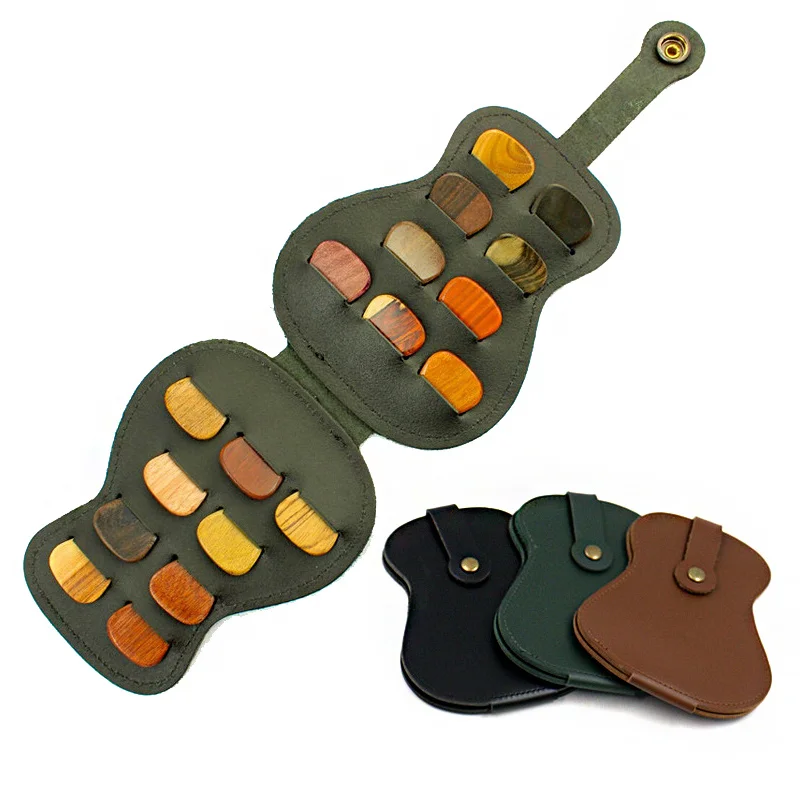 Portable Guitar Pick Storage Bag Thickened Leather Durable Plectrum Universal Foldable Ukulele Accessories musical instruments accessories