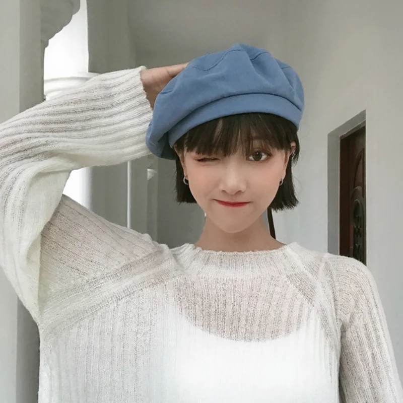 Берет художника Однотонный женский хлопковая Панама в Корейском стиле ретро