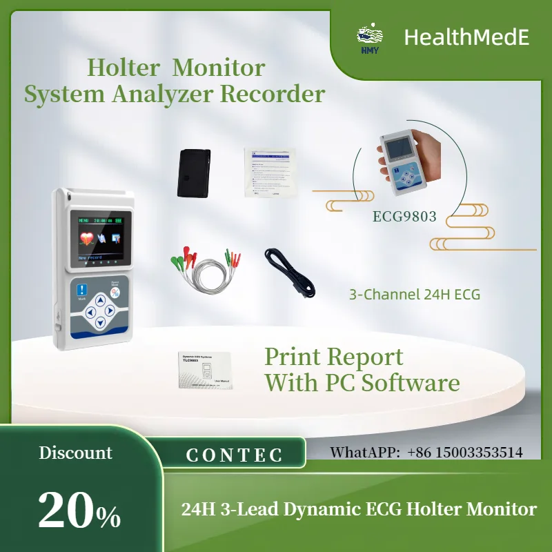 CONTEC ECG Holter Dynamic ECG Monitor System 24 hours Recorder TLC9803Complimentary