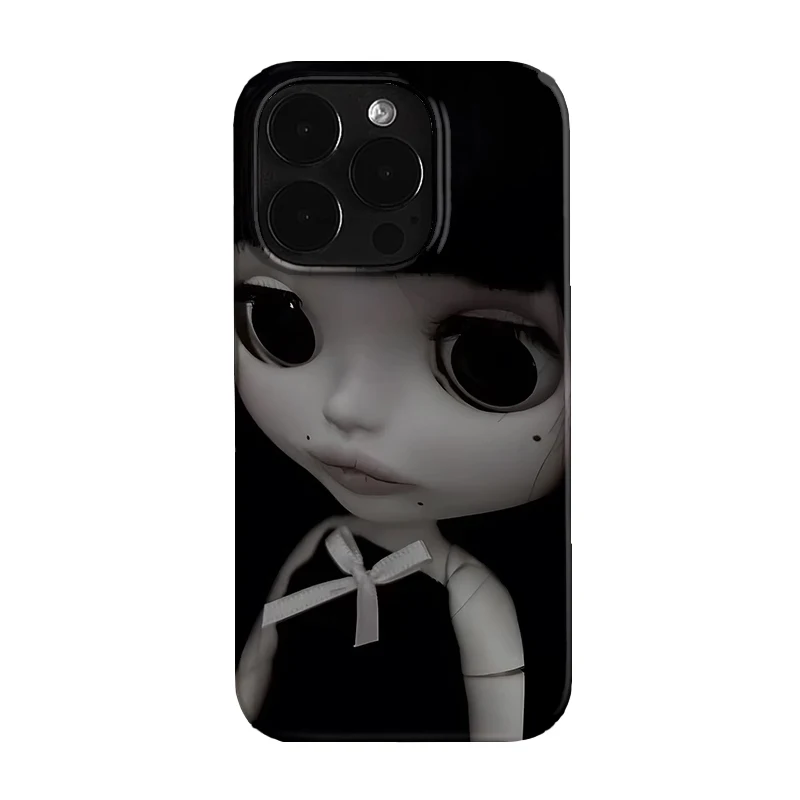 Dark Cute Girl Doll Art Personalized Cartoon Phone Case - Y2K Design Cover