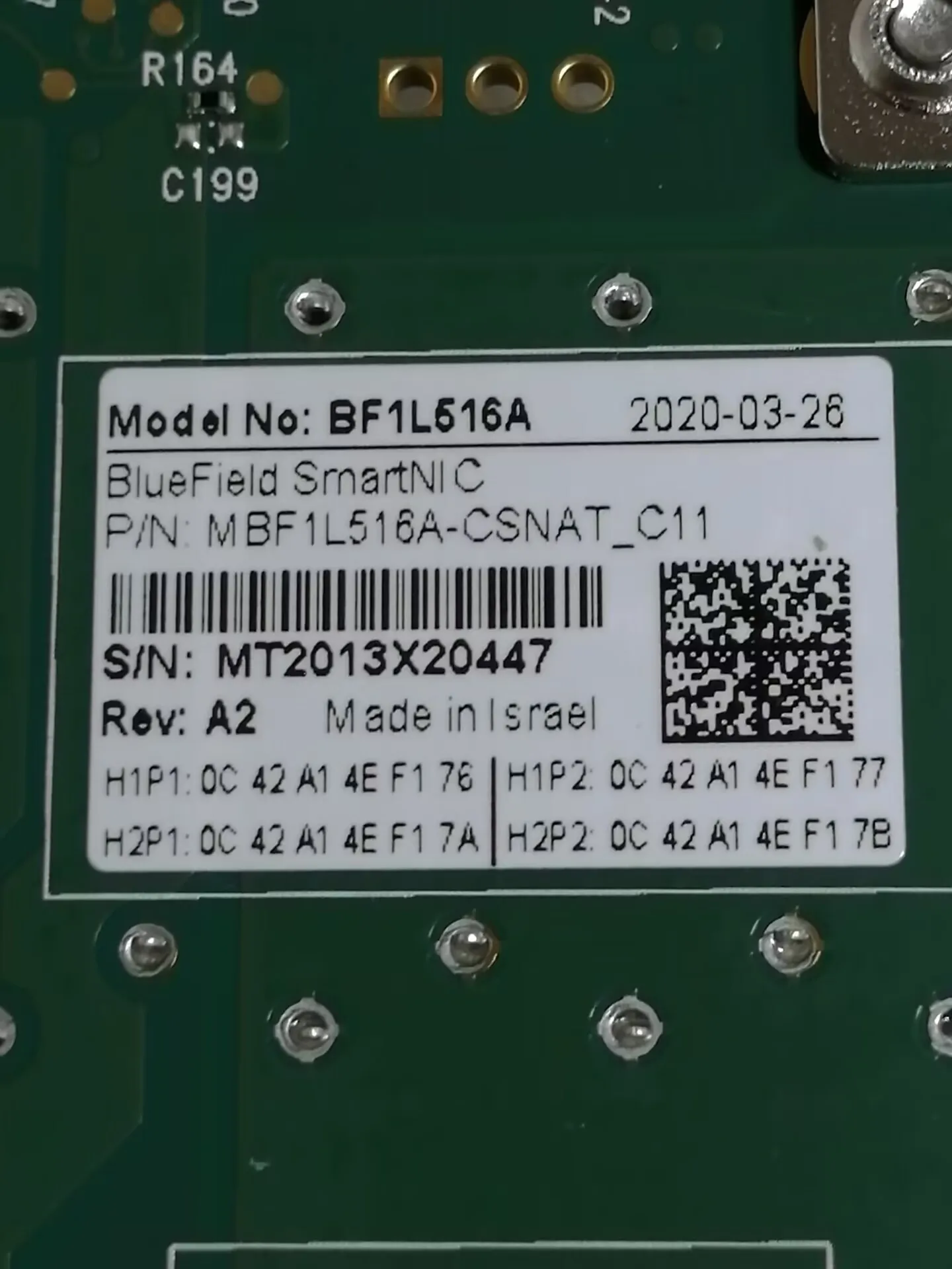 BlueField SmartNIC MBF1L516A-CSNAT-C11, BF1L516A, ETH 100Gb, 2x QSFP28, 3.0, 4.0x16