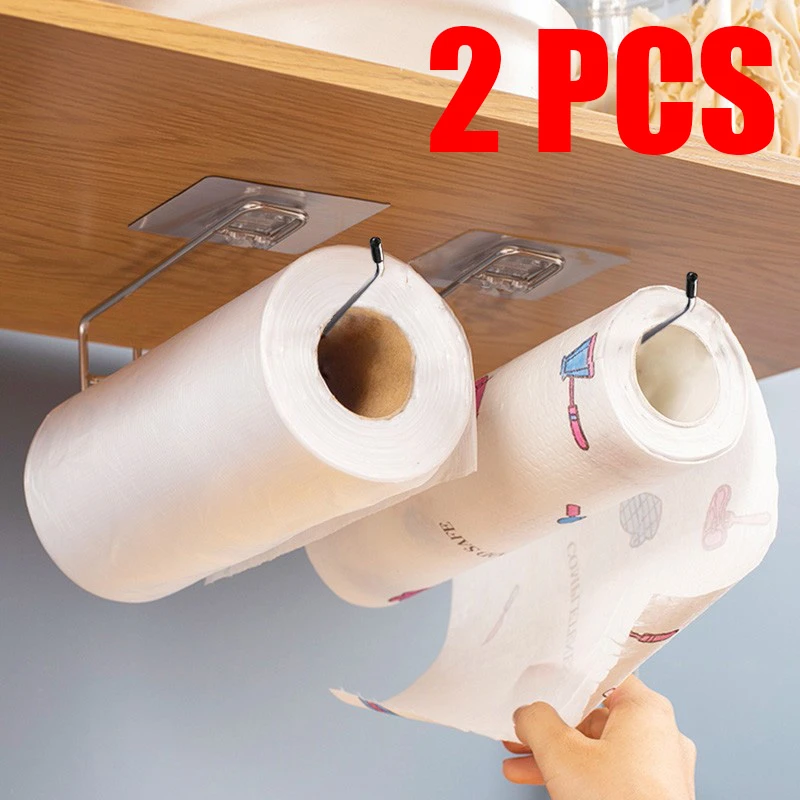 1/2pcs Hanging Toilet Paper Holder Roll Paper Holder Bathroom Towel Rack Stand Kitchen Stand