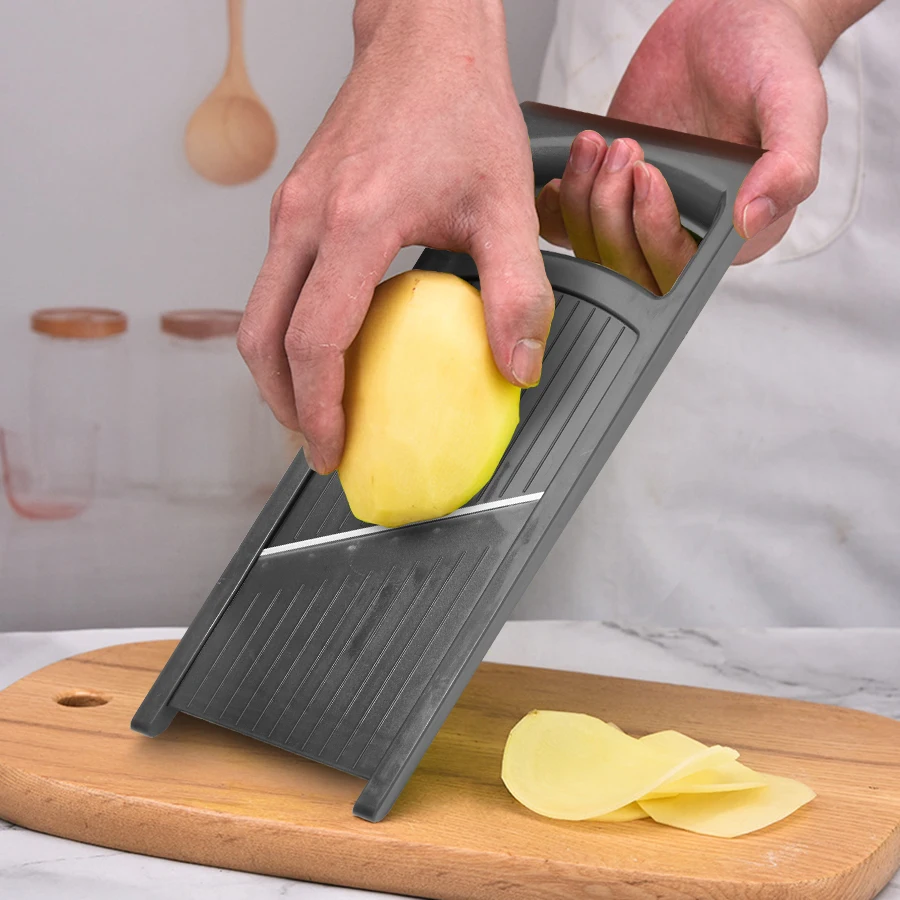 1PC potato slicer Household multi-functional slicer Stainless steel hand-held vegetable and fruit slicer hanging kitchen tools 3