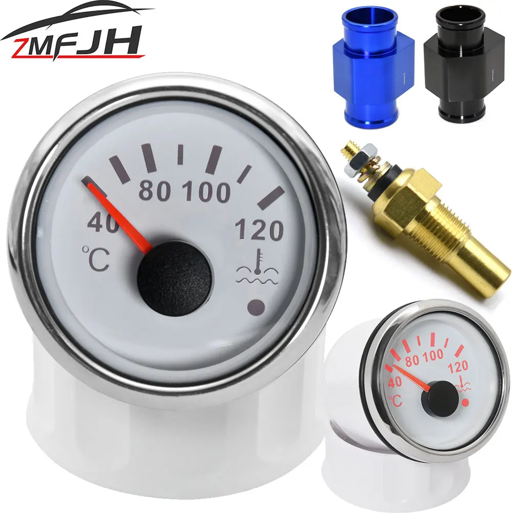 52mm Car Truck Boat Water Temp Gauge 10MM Temperature Sensor 40-120 Moto Meter Vehicle Indicator For Auto With Red BackLight