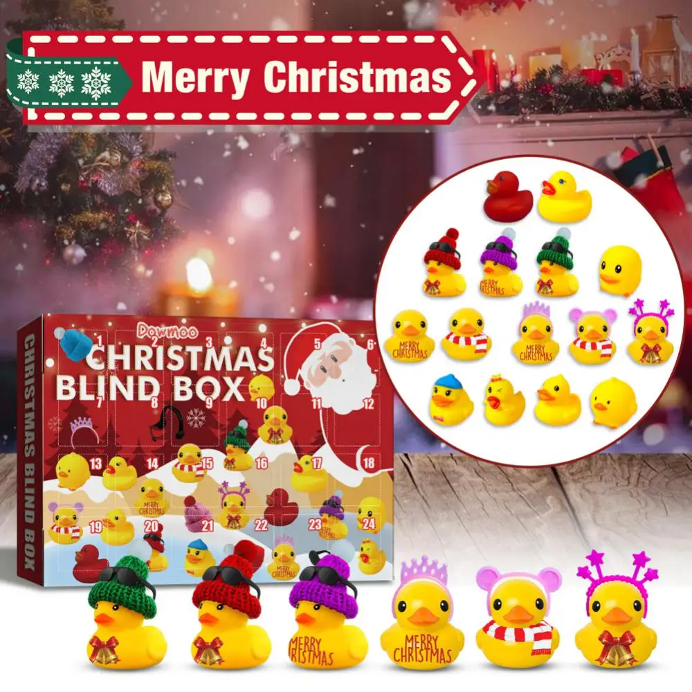 24pcs Rubber Ducks Advent Calendar Toy Christmas Advent Calendar Blind Box  24pcs Set Cute Rubber Duck Mochi Animal New Year Gift