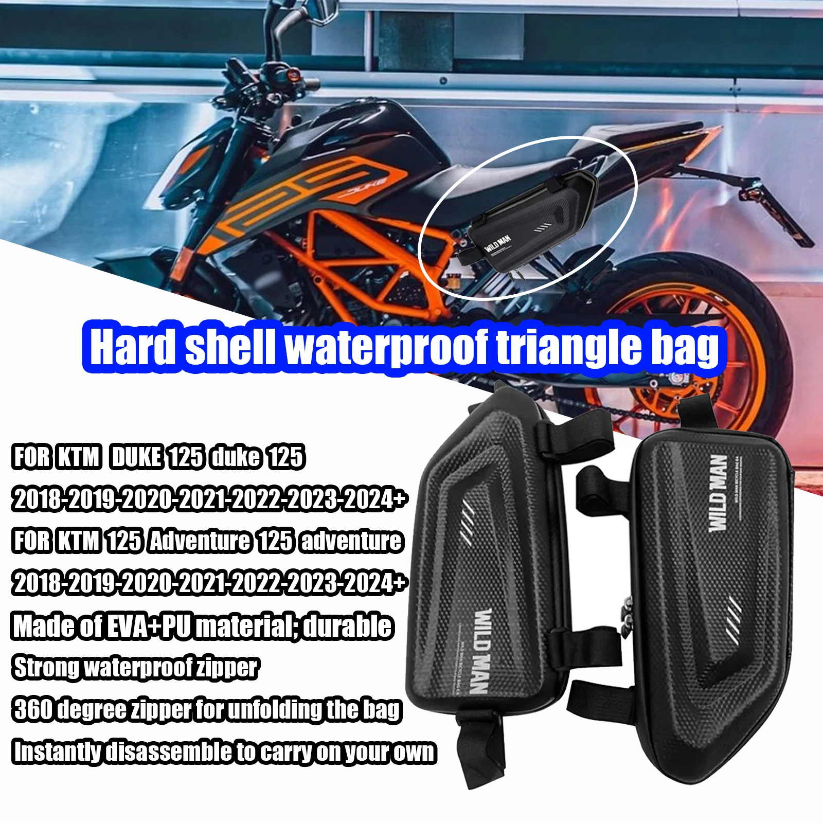 PENTRU DU.KE 125 125 Adventure, geantă laterală modificată pentru motocicletă, geantă laterală triunghiulară impermeabilă, geantă rigidă, accesorii_voghion.com