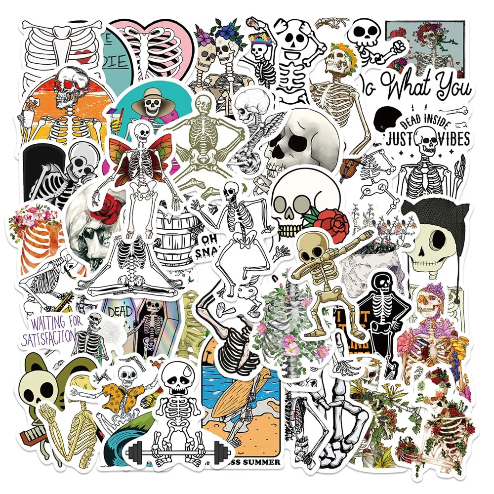 

50pcs Aesthetic Skeleton Stickers For Scrapbook Stationery Kscraft Vintage Sticker Pack Craft Supplies Scrapbooking Material